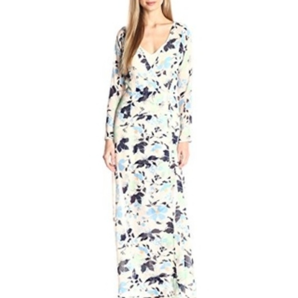 NWOT - LUCCA  floral print long slv wrap dress -L - Picture 1 of 5
